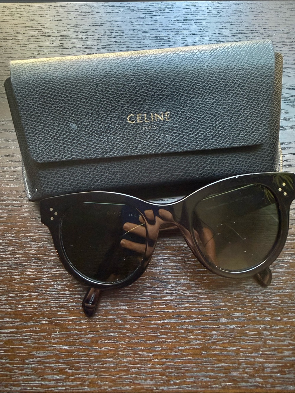 Celine round cat eye sunglasses. Black